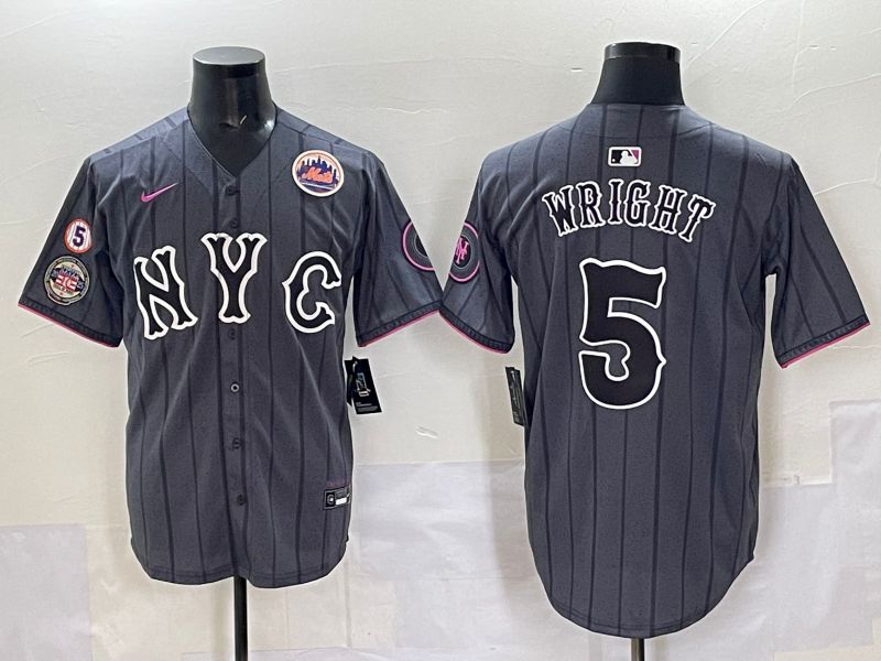 Men 2025 New York Mets #5 Wright Grey Game Nike MLB Jersey style 012->new york mets->MLB Jersey